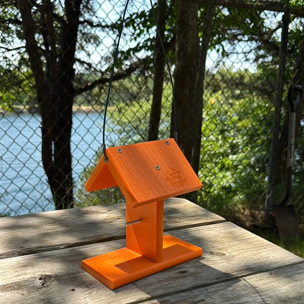 Going Green Bright Orange Hanging Bird Feeder
